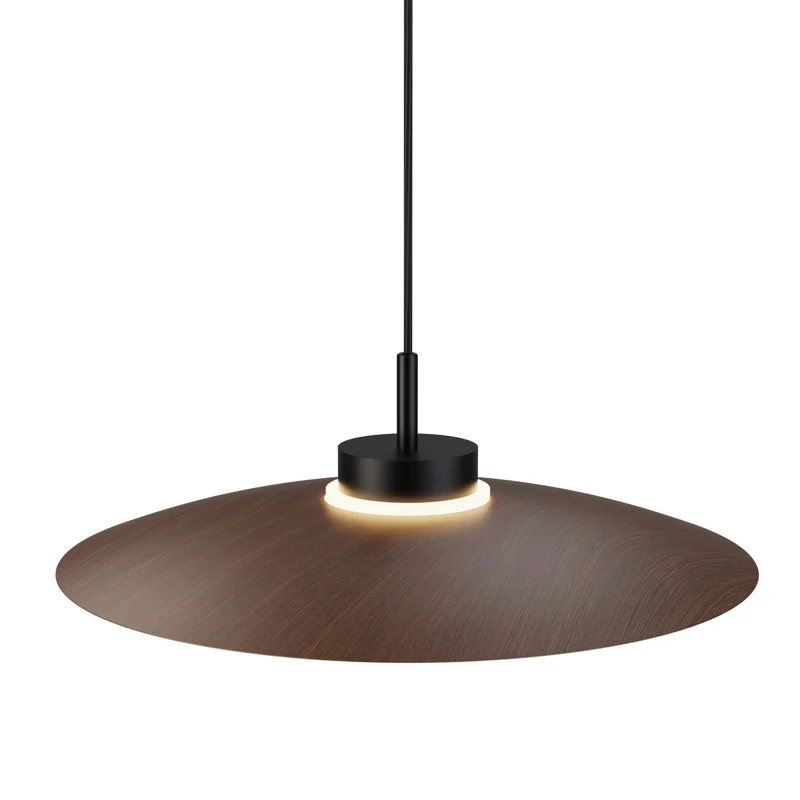 Lámpara de techo colgante Sulion Carmen LED madera metal CCT Ø50cm 9W