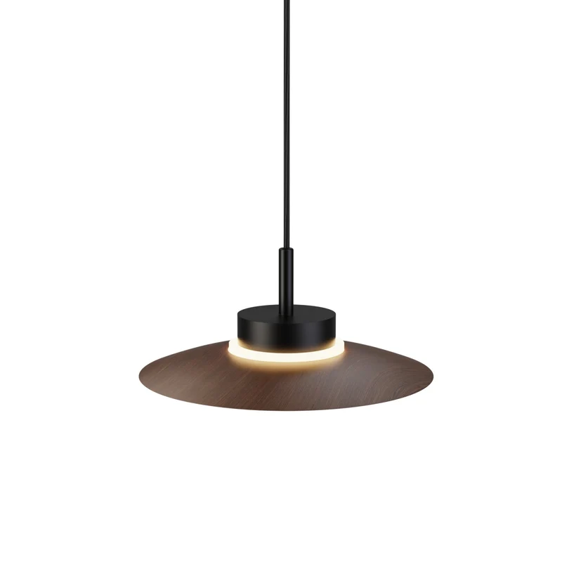 Lámpara de techo colgante Sulion Carmen LED madera metal CCT Ø30cm 9W