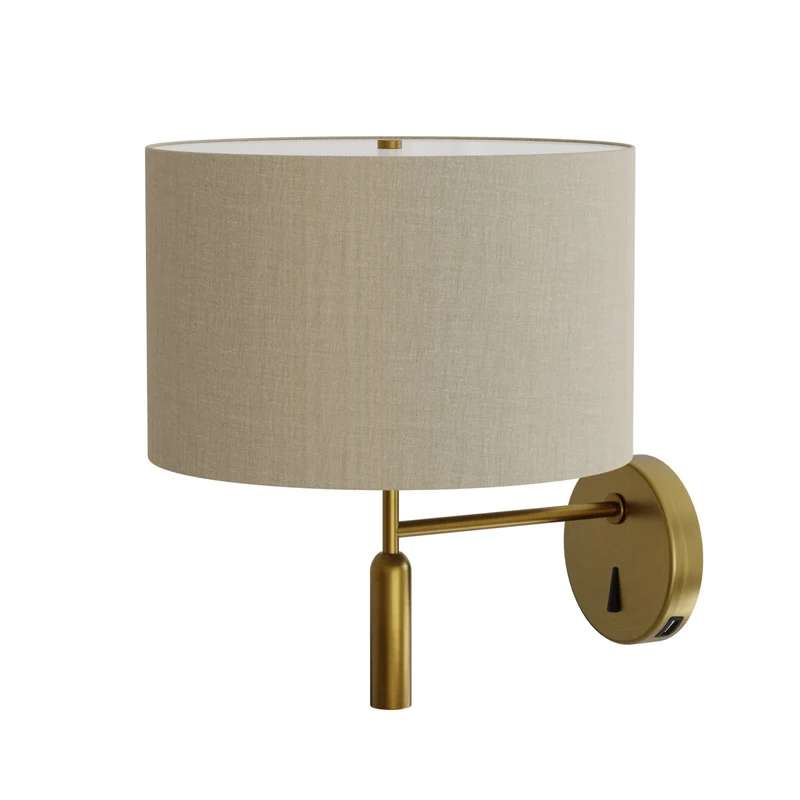 Aplique de pared Sulion Basic Stylo LED E27 tela natural con pantalla Ø25cm 40W