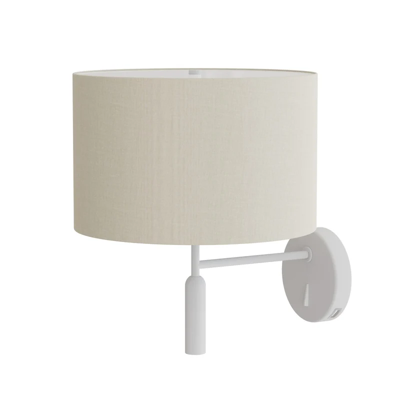 Aplique de pared Sulion Basic Stylo LED E27 tela blanco con pantalla Ø25cm 40W