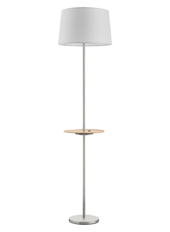 Lámpara de pie de salón MDC níquel satinado madera natural 578743504