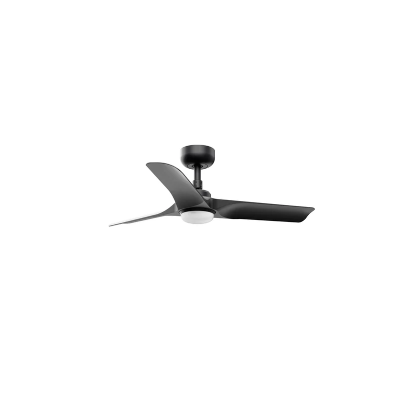 Ventilador de techo con luz Faro Hey motor DC LED negro mate 2700-6000K CCT Ø90cm 3 palas