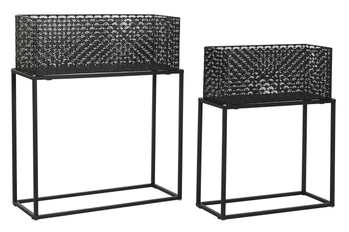 /ITE205976-2 MACETERO SET 2 METAL NEGRO PEQ