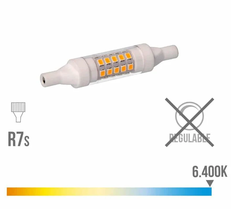 BOMBILLA LINEAL LED 78 MM R7S 5.5W 600 LM 6400K LUZ FRIA BASE CERAMICA