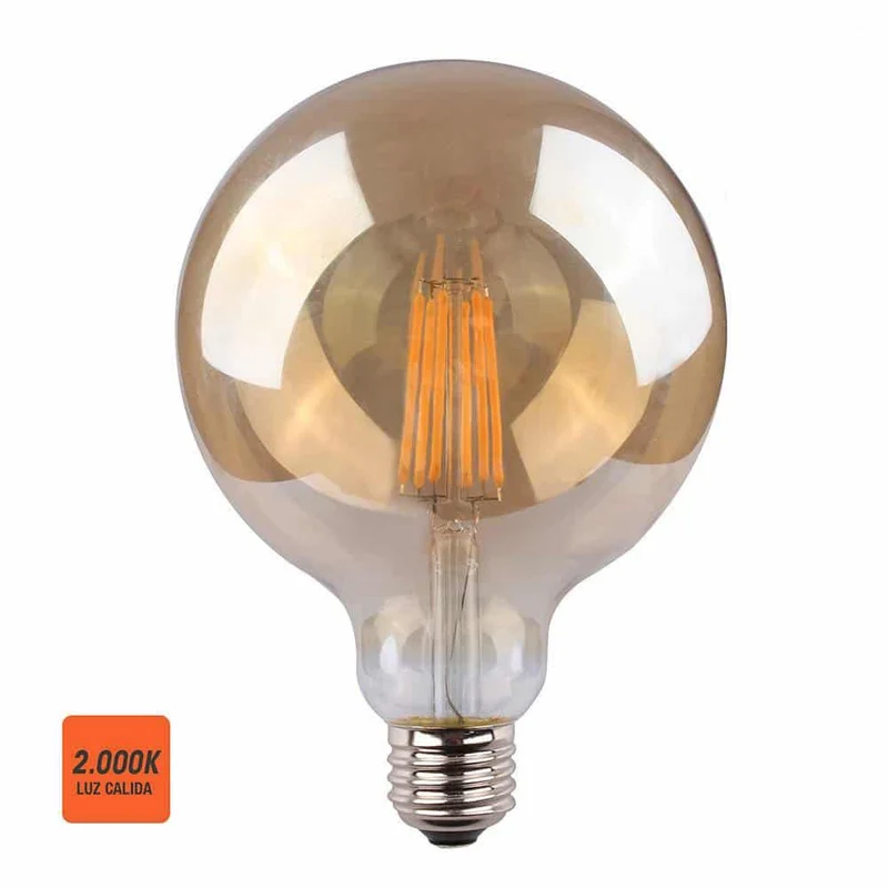 Elektro3 BOMBILLA GLOBO FILAMENTO LED CRISTAL VINTAGE Ø 125 MM E27 8W 700 LM 2000K LUZ CALIDA