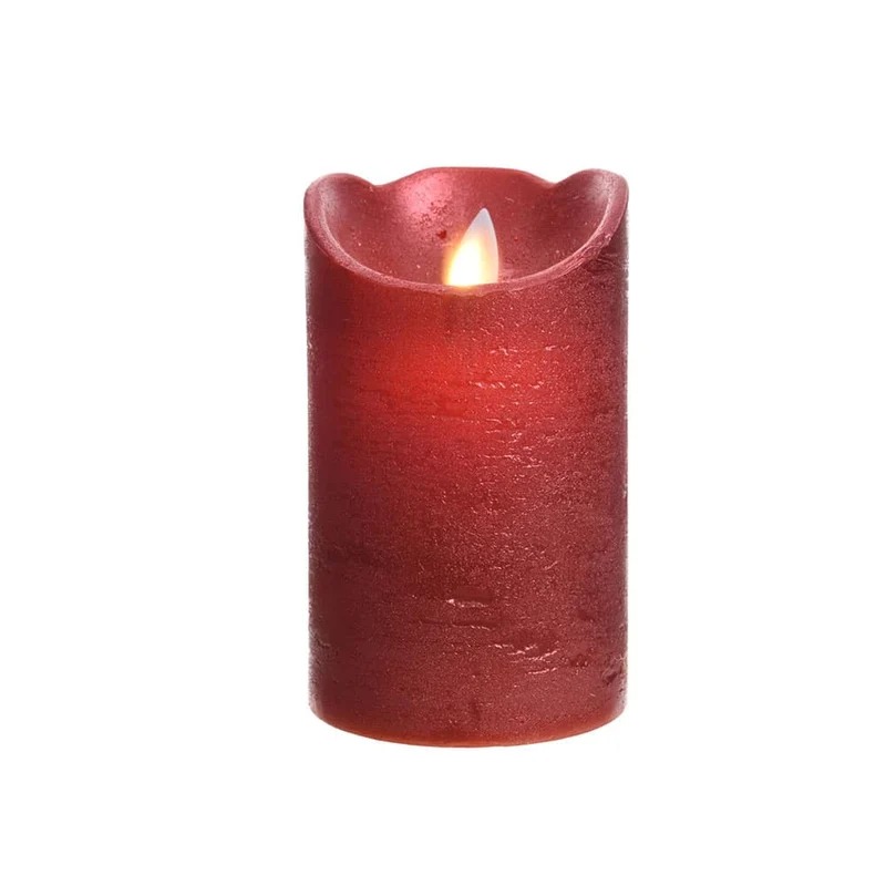 Elektro3 navidad Vela Interior de LED Ø7,5X12,5Cm Color Rojo.Acabado Metálico Luz Blanco 36458