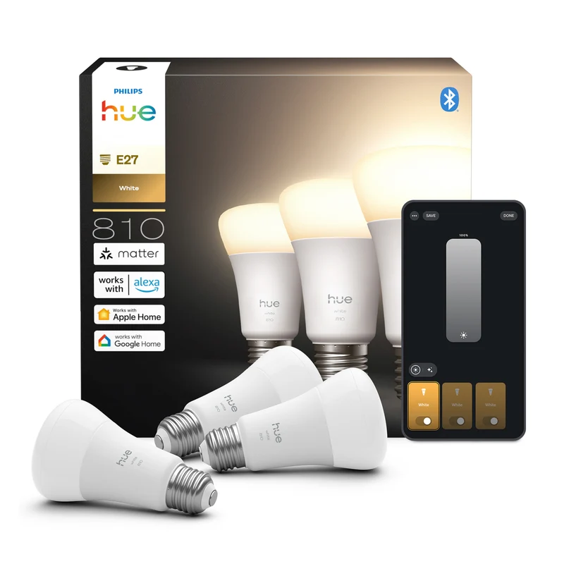 Philips Hue White Bombilla White E27 7W 1100lm (3 uds) 87201