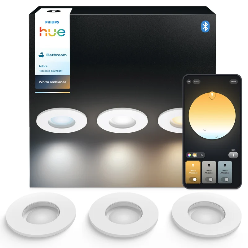 Philips Hue Empotrable Adore blanco White Ambiance 4,2W IP44 400lm (3 uds) 87211