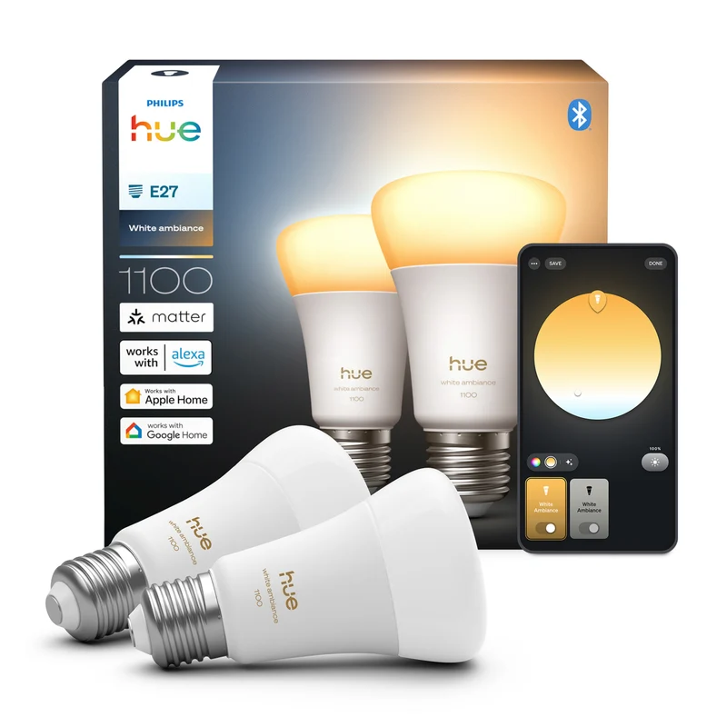 Philips Hue Bombilla White Ambiance E27 8,1W 1100lm (2 uds) 87201
