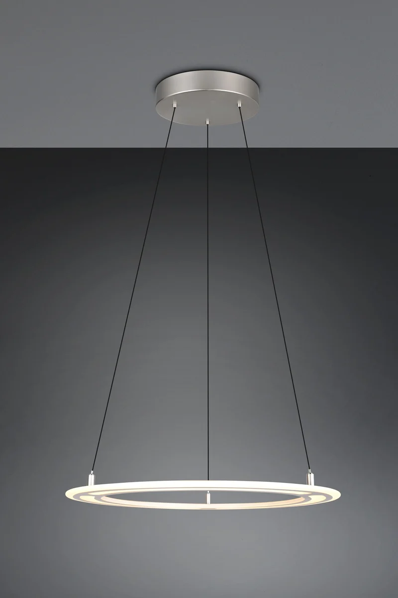 Lámpara colgante Trio Cromer níquel mate Ø72,5cm 2700-6500K regulable 21W 332910107