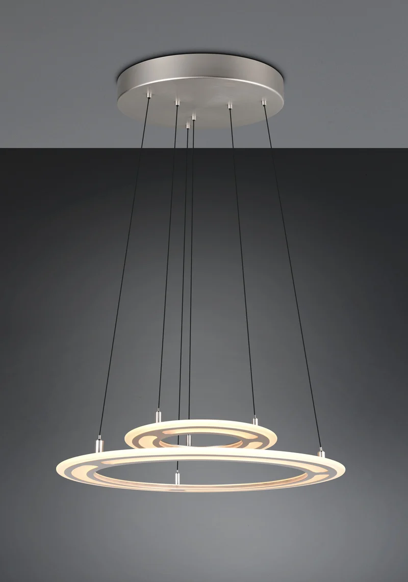 Lámpara colgante Trio Cromer níquel mate Ø72,5cm 2700-6500K regulable 21W 332910207