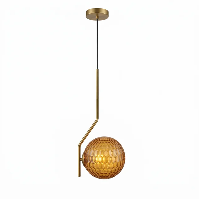 Lámpara de techo colgante ACB Maui oro viejo mate tulipa ámbar Ø18cm LED E27