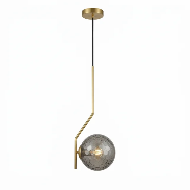 Lámpara de techo colgante ACB Maui oro viejo mate tulipa fumé Ø18cm LED E27