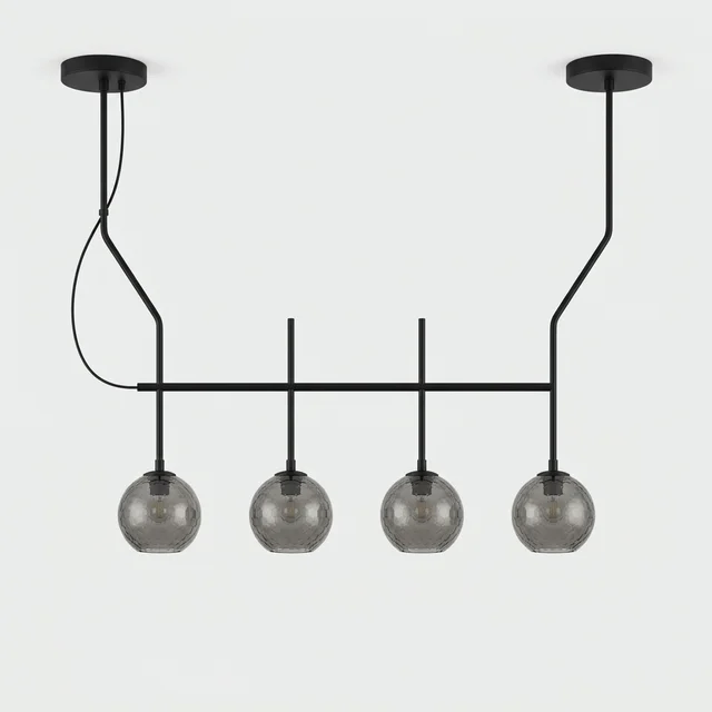 Lámpara de techo colgante ACB Maui 4 luces negro mate tulipas fumé Ø18cm LED E27