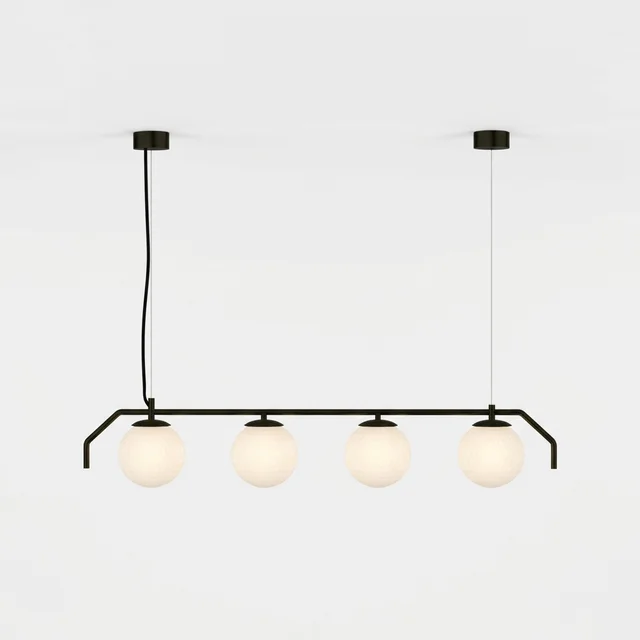 Lámpara de techo colgante ACB Maui 4 luces negro mate tulipas opal arenado Ø18cm LED E27