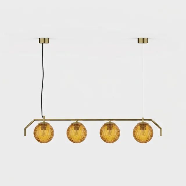 Lámpara de techo colgante ACB Maui 4 luces oro viejo mate tulipas ámbar Ø18cm LED E27