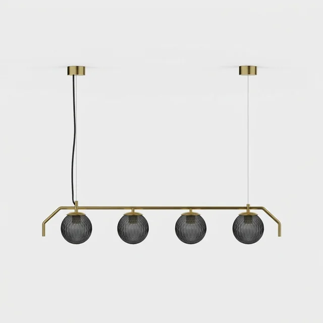 Lámpara de techo colgante ACB Maui 4 luces oro viejo mate tulipas fumé Ø18cm LED E27