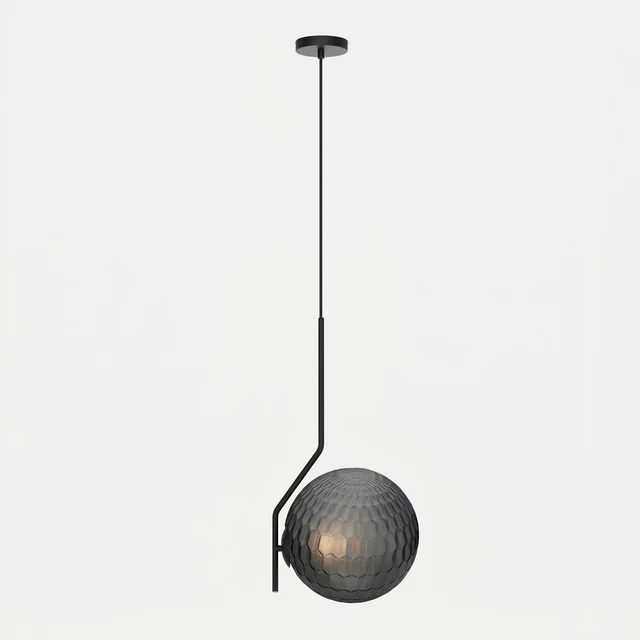 Lámpara de techo colgante ACB Maui negro mate tulipa fumé Ø18cm LED E27