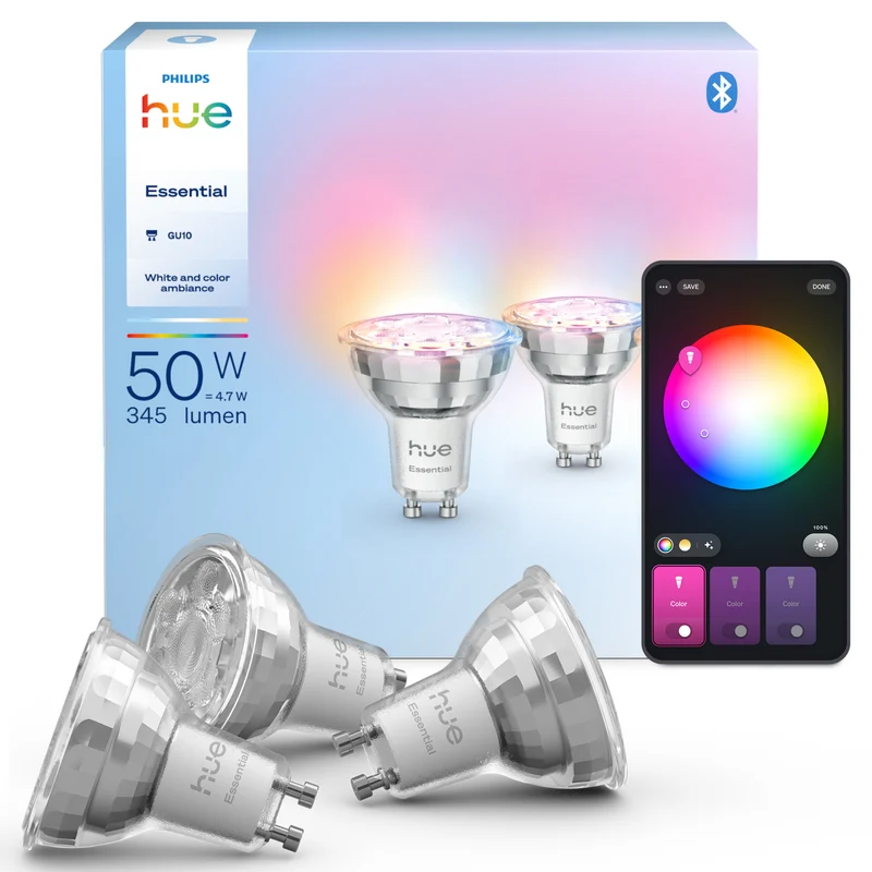 Philips Hue White and Color Ambiance Bombilla Essential RGBW 4,7W 345lm (3 uds) 87211