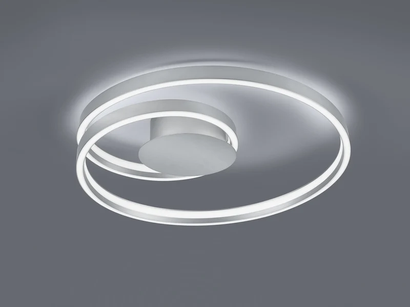 Plafón de techo Trio Ciola LED níquel mate 2000-4000K regulable Ø72cm 46W 677210107