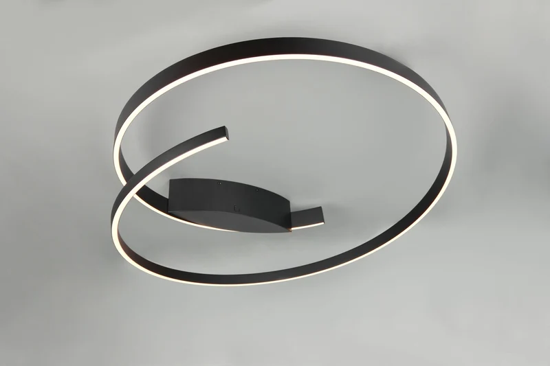 Plafón de techo Trio Cinardi LED negro mate 2000-4000K regulable Ø75,5cm 48W 646110132 para dormitorio y pasillo