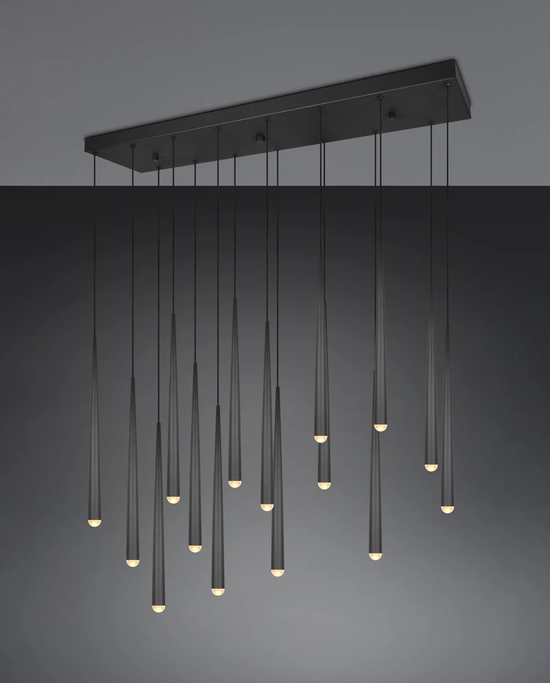 Lámpara colgante Trio Cala LED negro mate 2300+3000+4000K 100cm 3,8W 354811532