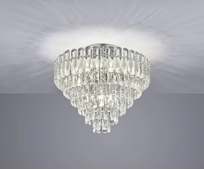 Plafón de techo Trio Malizia E14 cromo Ø58cm 40W 667601206