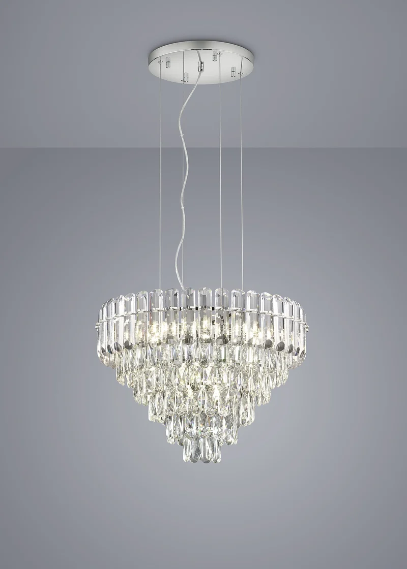 Lámpara colgante Trio Malizia E14 cromo Ø58cm 40W 367601206