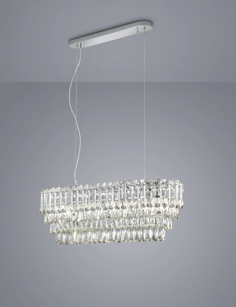 Lámpara colgante Trio Malizia E14 cromo 96cm 40W 367601006 para salón y comedor