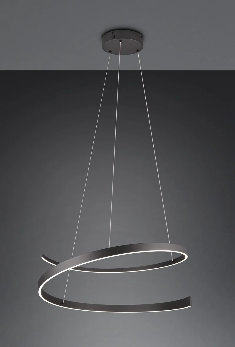 Lámpara colgante Trio Cinardi negro mate 2000-4000K regulable 75x200cm 50W 346110132