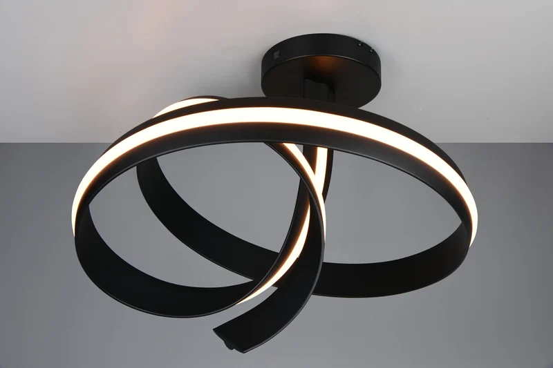Plafón de techo Trio Cisenna negro mate 2000-4000K regulable 70x55cm 50W 636110132
