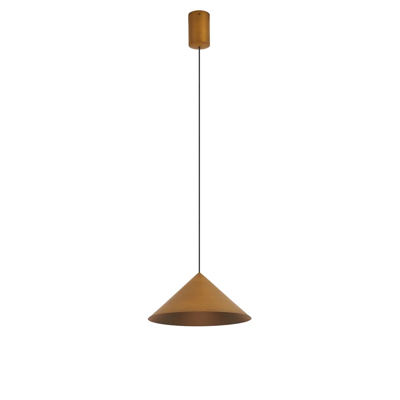 Lámpara de techo colgante Mantra Cono LED aluminio cuero 3000K regulable IP20 Ø24cm 9452