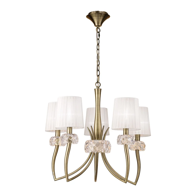 Lámpara de techo Mantra Loewe 5 luces acero dorado IP20 Ø66cm 4731 para salón