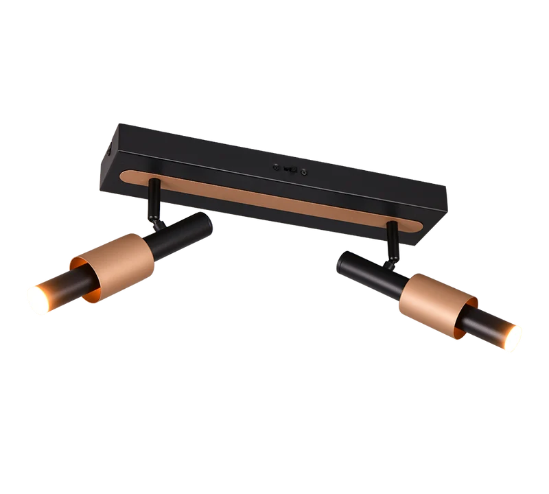 Regleta de focos Trio Ikaris negro 2 luces LED 42x20,5cm 855310232
