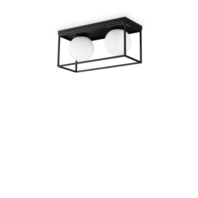 Plafón de techo Ideal Lux Lingotto negro cristal 2 luces 56W 45,5cm