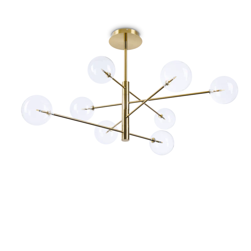 Lámpara colgante Ideal Lux Equinoxe latón cristal 8 luces 16W Ø128cm