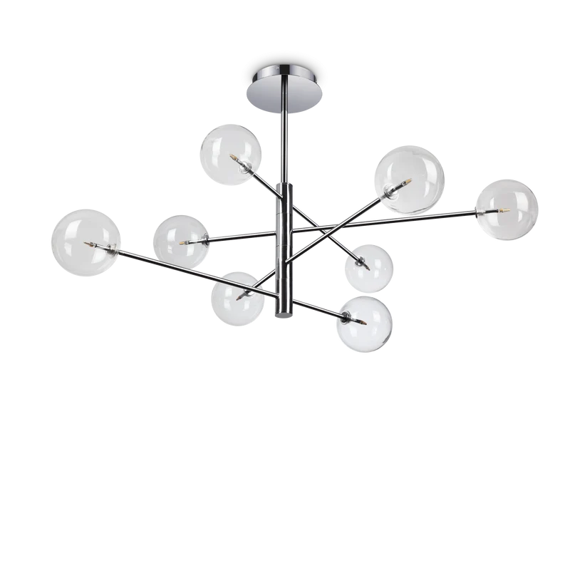 Lámpara colgante Ideal Lux Equinoxe cromo cristal 8 luces 16W Ø128cm