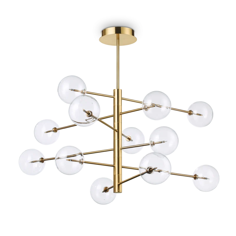Lámpara colgante Ideal Lux Equinoxe latón cristal 12 luces 24W Ø128,1cm