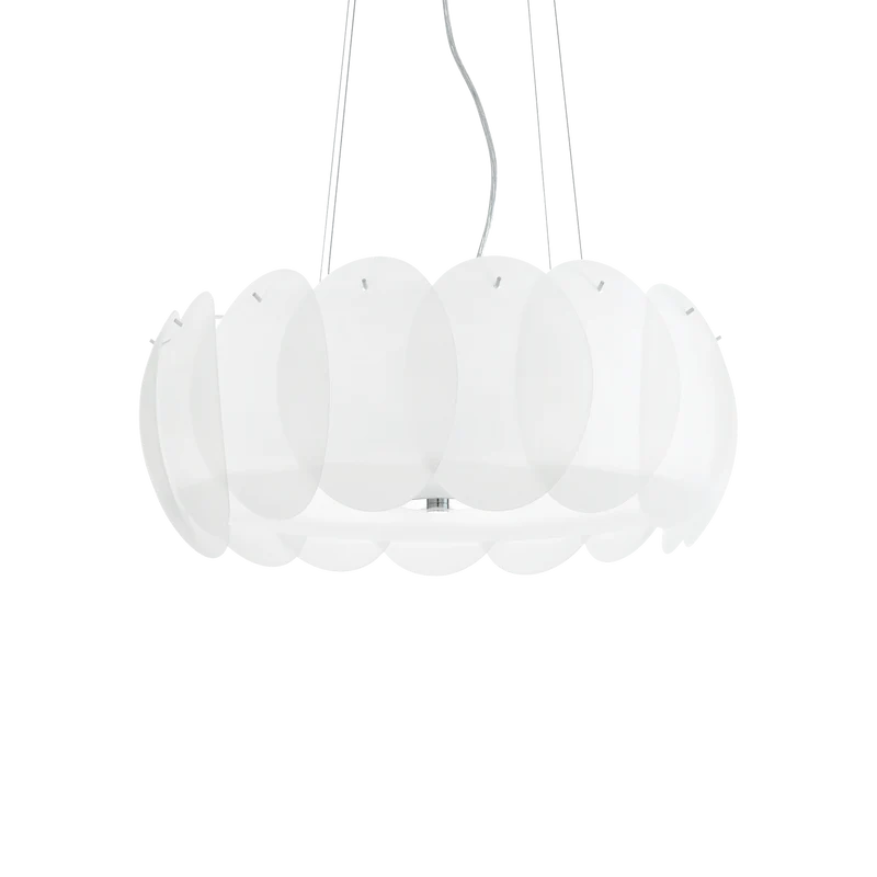 Lámpara colgante Ideal Lux Ovalino blanco cristal 8 luces 480W Ø55cm