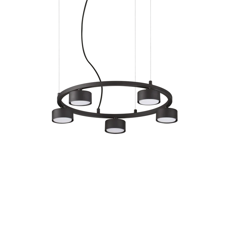 Lámpara colgante Ideal Lux Minor negro 5 luces 45W Ø50cm