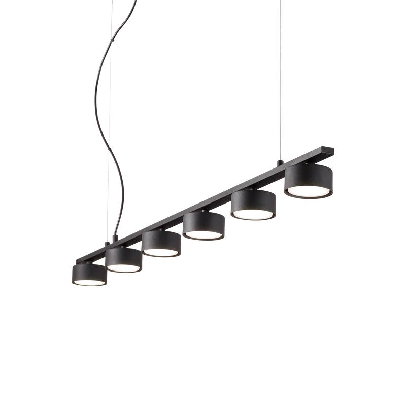 Lámpara colgante Ideal Lux Minor negro 6 luces 54W 115cm
