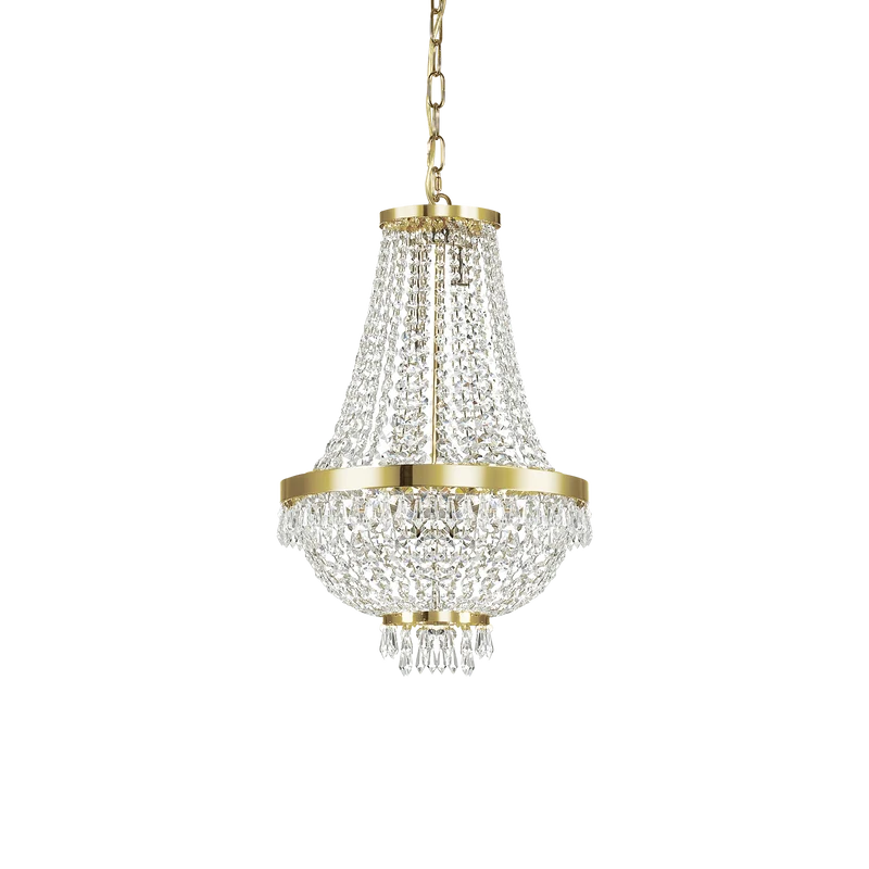 Lámpara colgante Ideal Lux Caesar dorado cristal y cerámica 6 luces 24W Ø38cm