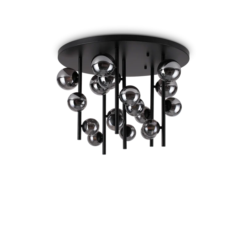 Plafón de techo Ideal Lux Perlage fumé cristal 18 luces 270W Ø70cm