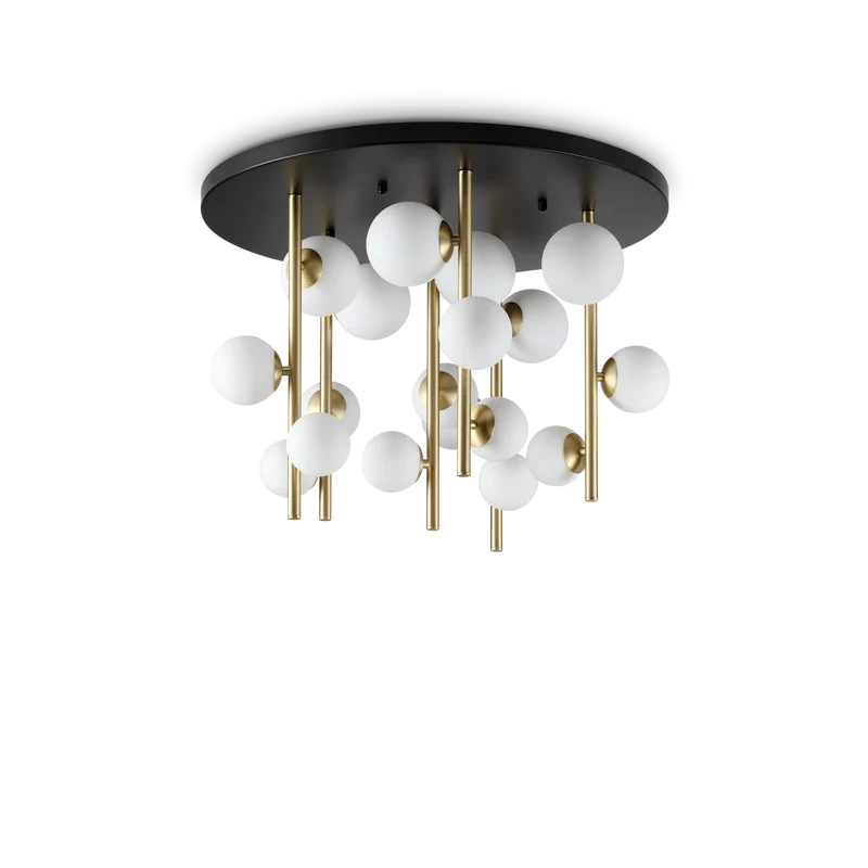 Plafón de techo Ideal Lux Perlage blanco cristal 18 luces 270W Ø70cm