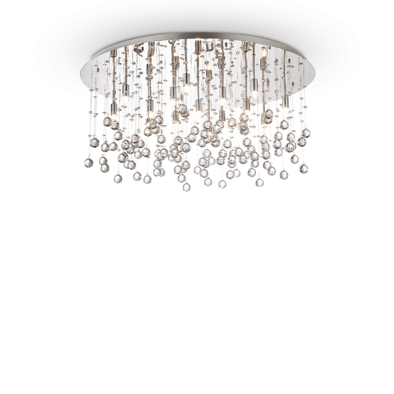 Plafón de techo Ideal Lux Moonlight cromo cristal y cerámica 15 luces 600W Ø80cm