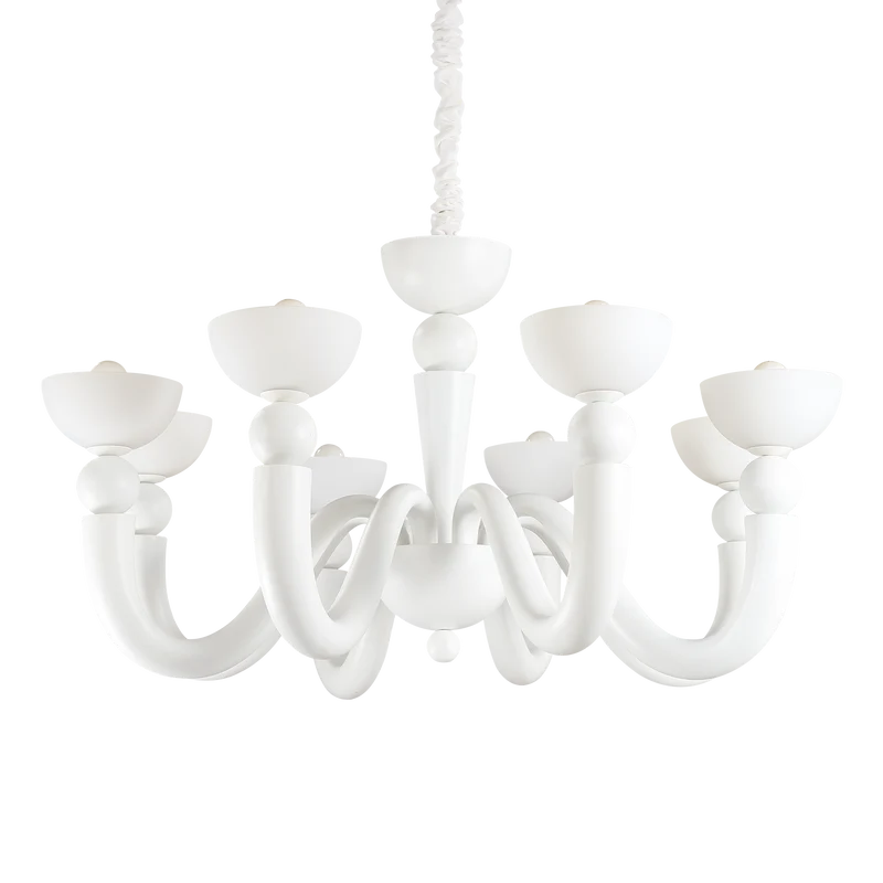 Lámpara colgante Ideal Lux Bon blanco cristal 8 luces 224W Ø95,5cm