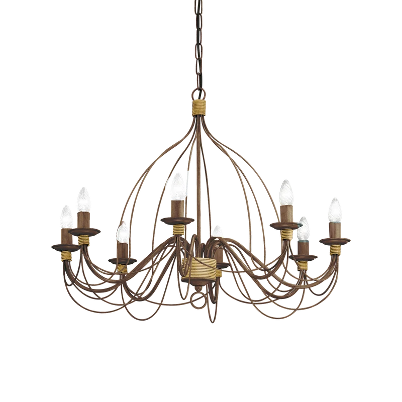 Lámpara colgante Ideal Lux Corte óxido 8 luces 320W Ø80cm