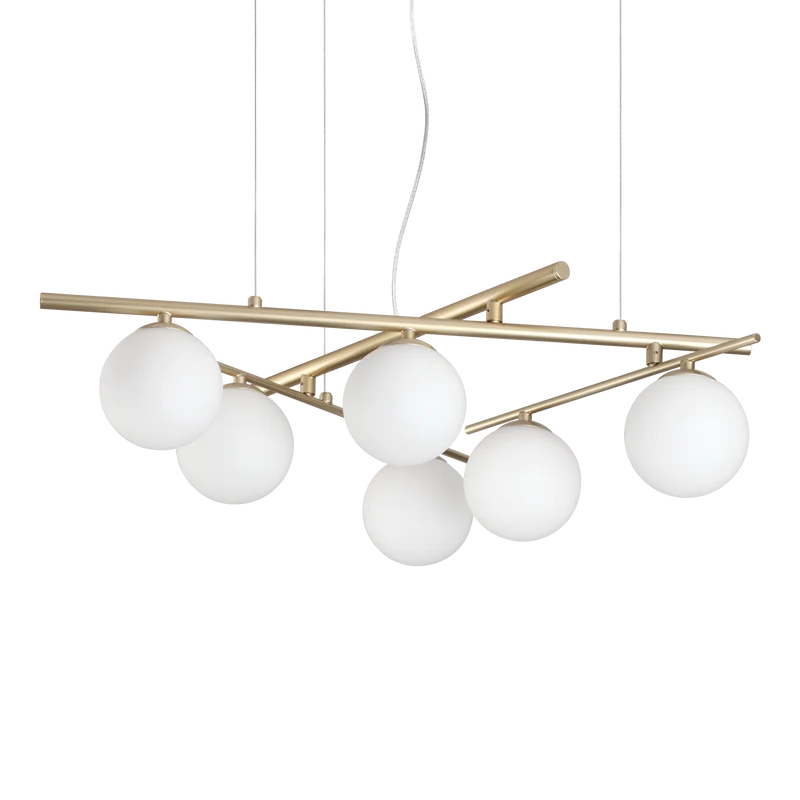 Lámpara colgante Ideal Lux Atlas dorado cristal 6 luces 24W Ø80cm