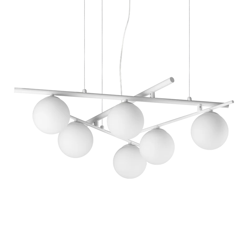 Lámpara colgante Ideal Lux Atlas blanco cristal 6 luces 24W Ø80cm