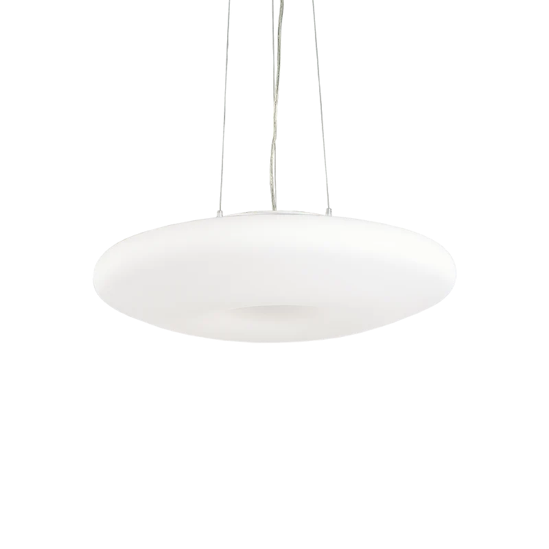 Lámpara colgante Ideal Lux Glory blanco cristal 5 luces 300W Ø60cm
